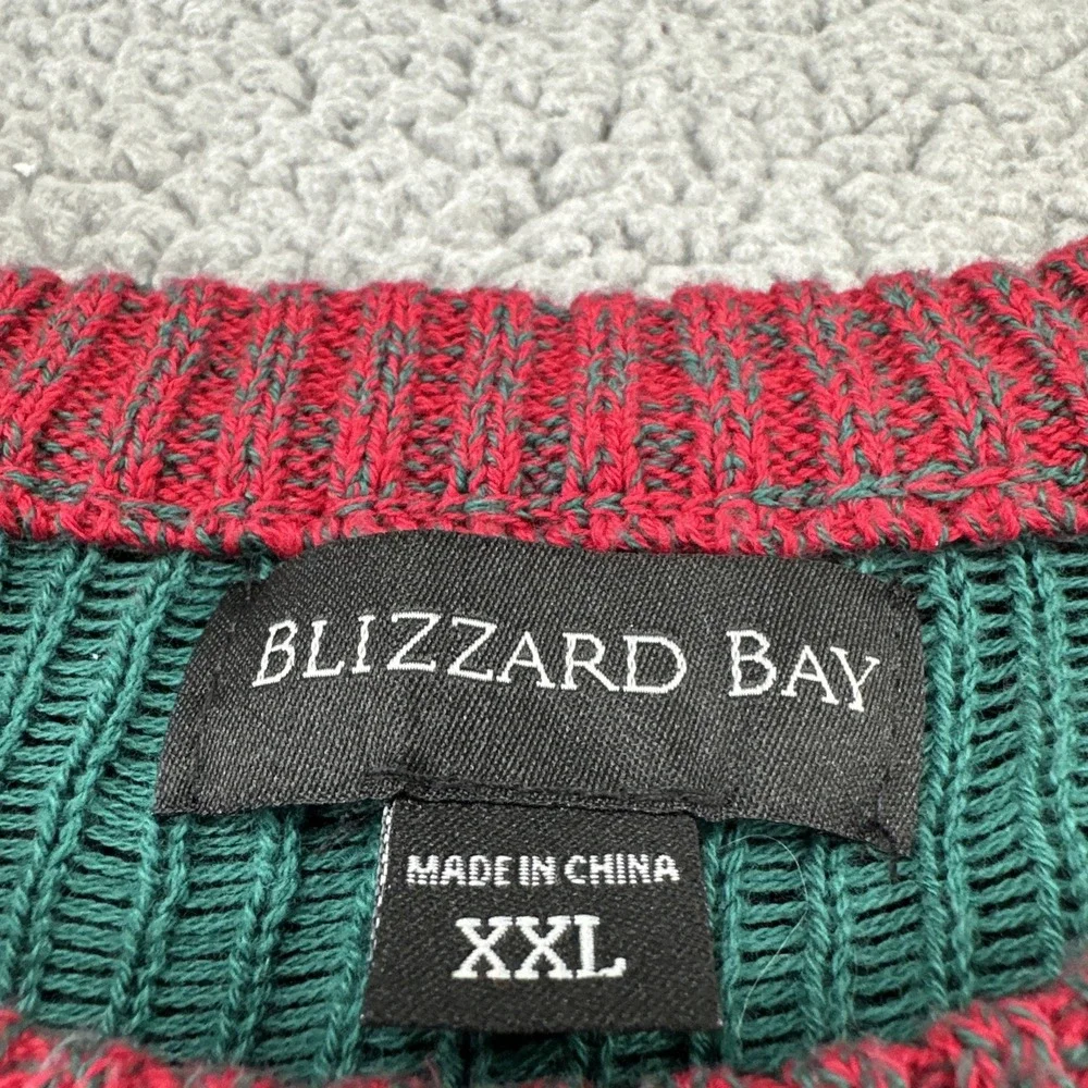 Blizzard Bay Ugly Christmas Sweater Men 2XL Multicolored Santa Jesus Embroidered